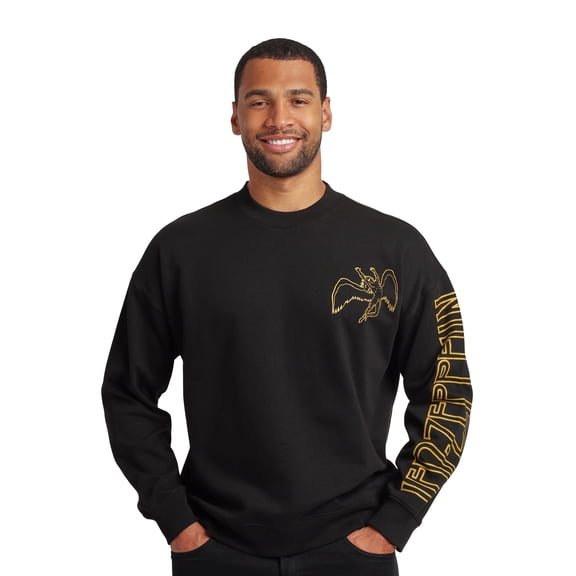 Led Zeppelin Swan Song Iconography Men’s Oversized Black Crew Neck Sweatshirt  Small
