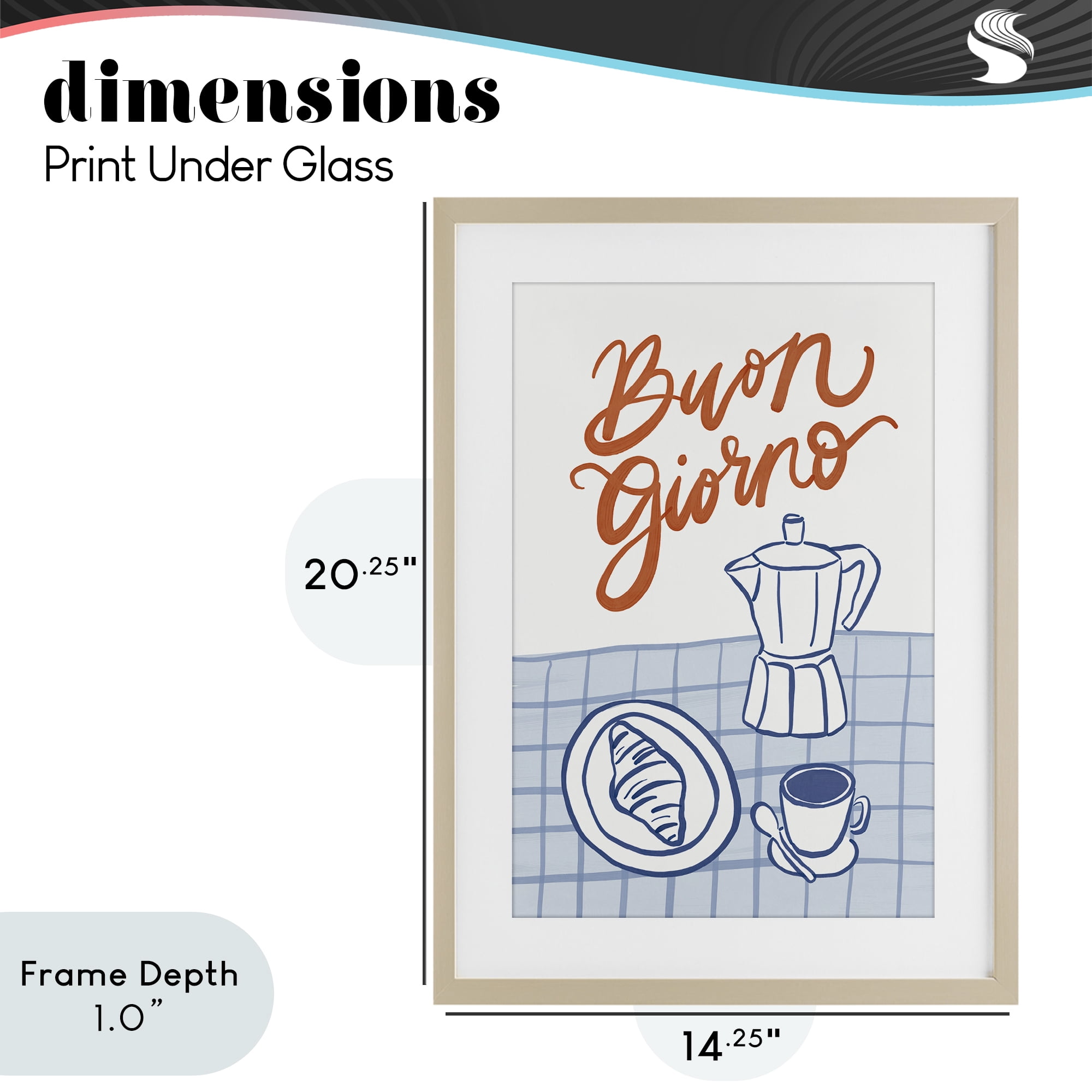 Stupell Industries Buon Giorno Breakfast Espresso Birch Framed Print Under Glass, design by Amanda Houston