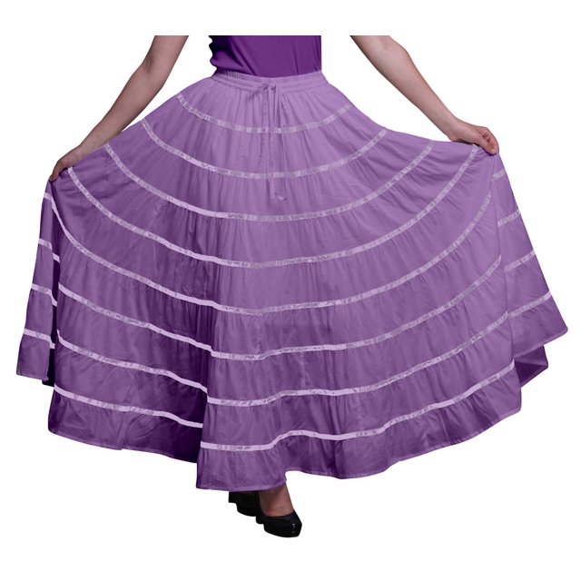 Phagun Vêtements Indiens pour Femmes Jupe Longue Décontractée Lavande Maxi Tenue d'Été-4