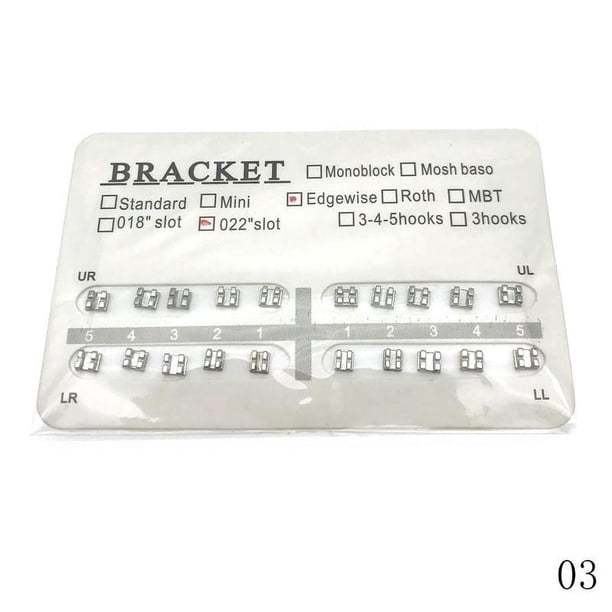 TQEHS Brackets de ortodoncia dentales sin gancho de 0,22" con ranura de borde de metal, perfil B C0 M9G6