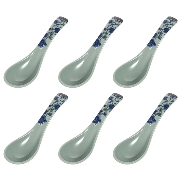 PAMINGONO Creative Design Comfortable Grip Anti-Drop Soup Spoons Blue 6Pcs