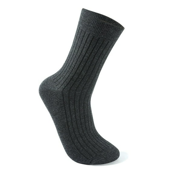 Men's Crew Socks for Fall and Winter, Moisture-Wicking and Odor-Resistant Athletic Business Socks, Solid Color Cotton Dress Socks, Dark Gray, One Size