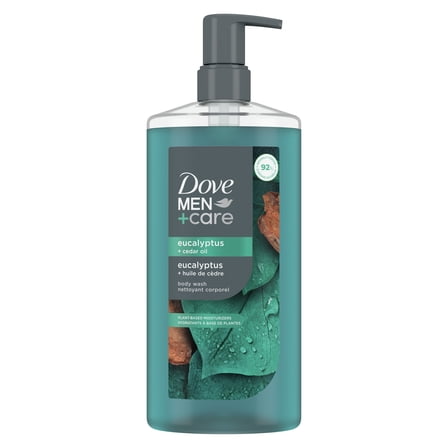 Dove Men Care Moisturizing Body Wash for Men Eucalyptus   Cedar Oil Plant-Based Cleanser, 26 fl oz