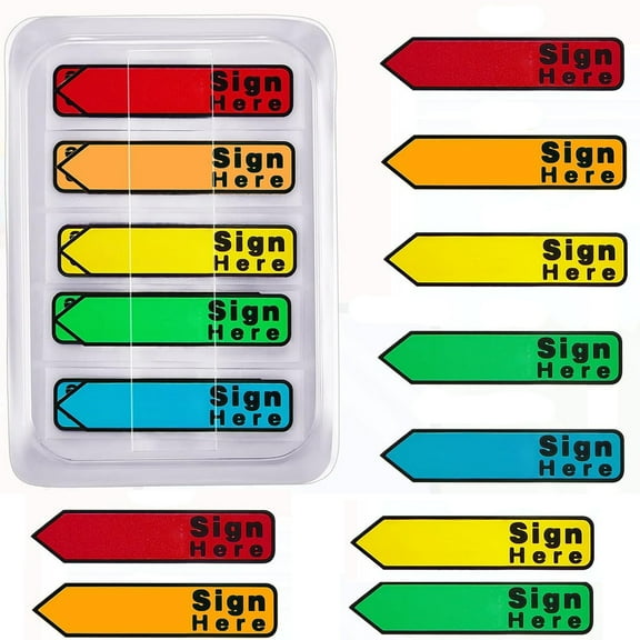 1200 Pcs Sign and Date Here Tabs,Happon Arrow Flag Tabs Colored Tabs Date Tabs for Planner Tape Flags Sign Here Easy to Post for Notary Books Paper (5 Colors)