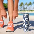 thumbnail image 2 of 20oz Blue and White Pioneer Flower Skinny Tumblers Stainless Steel Tumbler with Lid and Straw,Vacuum Insulated Double Wall Travel Tumbler Cups with Cleaning Brush for Coffee,Tea, 2 of 6