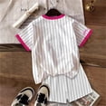thumbnail image 7 of Kids Girl Outfit Toddler Girls Letter Digital Print Short Sleeve Crew Neck Tee and Shorts Set Casual Comfortable Playwear Pink 9 Years-10 Years, 7 of 7
