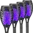 thumbnail image 1 of 4 Pack Solar Torch Light with Flickering Flame  Outdoor Waterproof Solar Halloween Lights Decorations  Solar Torches Landscape Path Lights for Halloween Decor (Purple), 1 of 3
