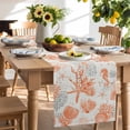 thumbnail image 3 of Burlap Table Runner 36 Inches Long, Coastal Orange Starfish Shell Non-Slip Kitchen Table Runners for Dining Room Everyday Use Party Table Decorations Vintage Seahorse Coral, 3 of 9