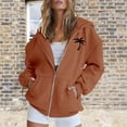 thumbnail image 2 of ManxiVoo Women Fashion Coconut Tree Print Soft Sports Hoodie Lightweight Comfortable Y2K Street Style Top M Size Brown, 2 of 4