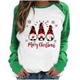 thumbnail image 1 of RKSTN Chandail en Molleton pour Femmes Noël Col Rond Père Noël Imprimé Chandail en Molleton Manches Longues Pactchwork Blouse Régulière, 1 of 5