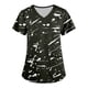 thumbnail image 1 of Fiudx Ofertas Flash Artículos En Oferta Blusa de Manga Corta con Cuello En V para Mujer, Uniforme de Trabajo, Impresión de Bolsillo, 1 of 4