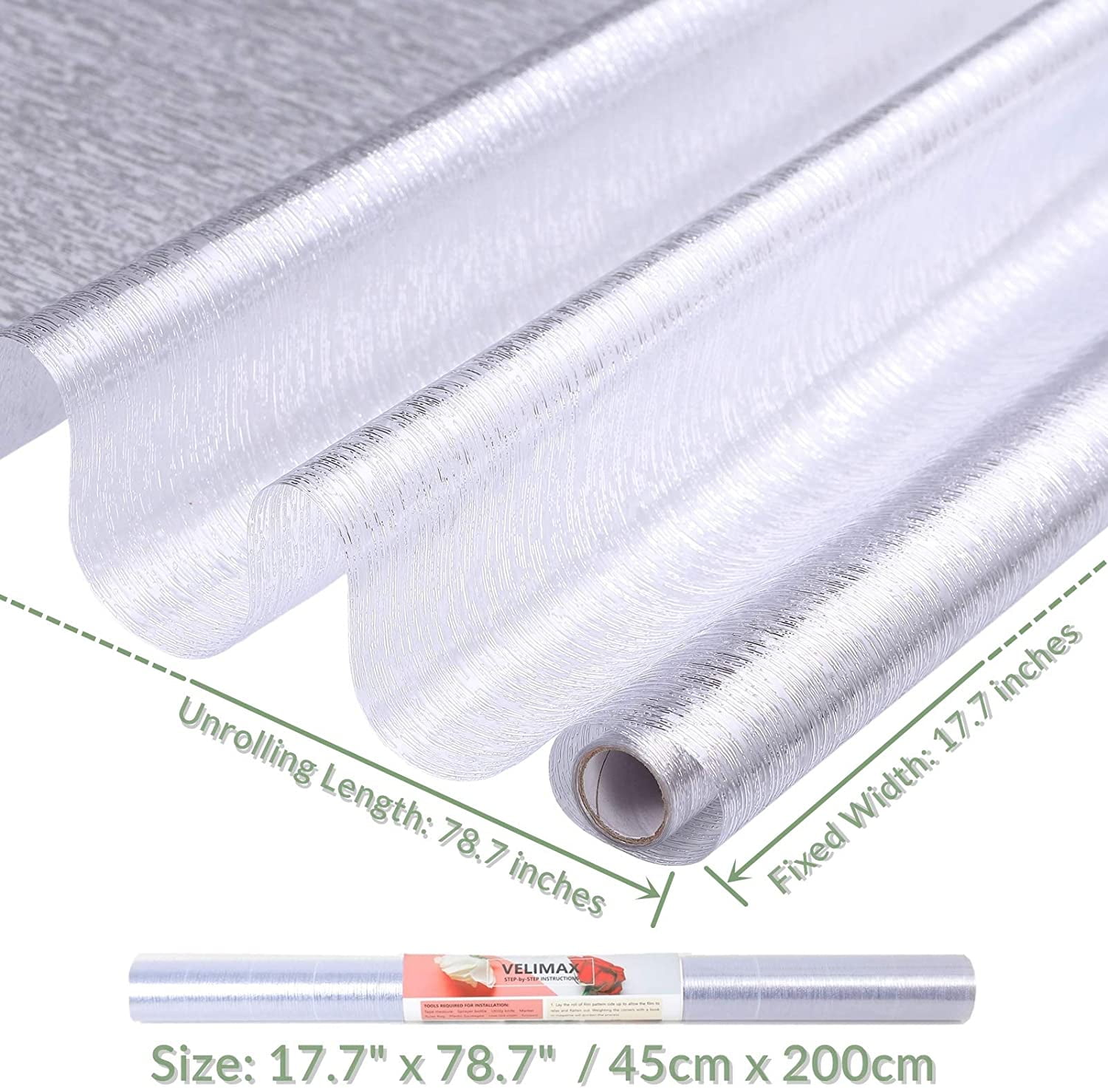 VELIMAX Rain Glass Window Film Privacy Static Window Clings Decorative Glass Sticker for Home Office Removable UV Protection Heat Control 17.7 x 157.4 inches