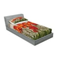 thumbnail image 2 of Ambesonne Rustic Fitted Sheet & Pillow Sham Set, Blooming Poppy Flowers, Twinxl, Orange Brown, 2 of 2