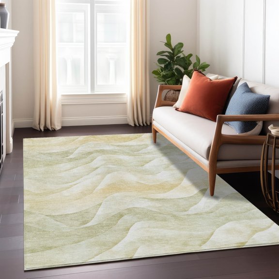 Addison Rugs Machine Washable Indoor/ Outdoor Funky Waves Chantille Rug 10'x14' - Aloe