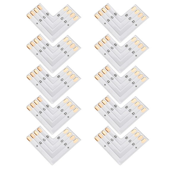 10 Sets L Shape 4 Pin Led Connector for 5050(10mm) PCB LED Strip Light