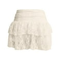 thumbnail image 4 of DHFJKG Skirts For Women Tiered Ruffle Mini Skirt With Lace Trim Flowy Party Wear Hot Girl Solid Color Stylish Skirt, 4 of 4