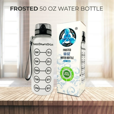 

Frosted 50oz Sports Water Bottle Large Sport BPA Free Water Bottles