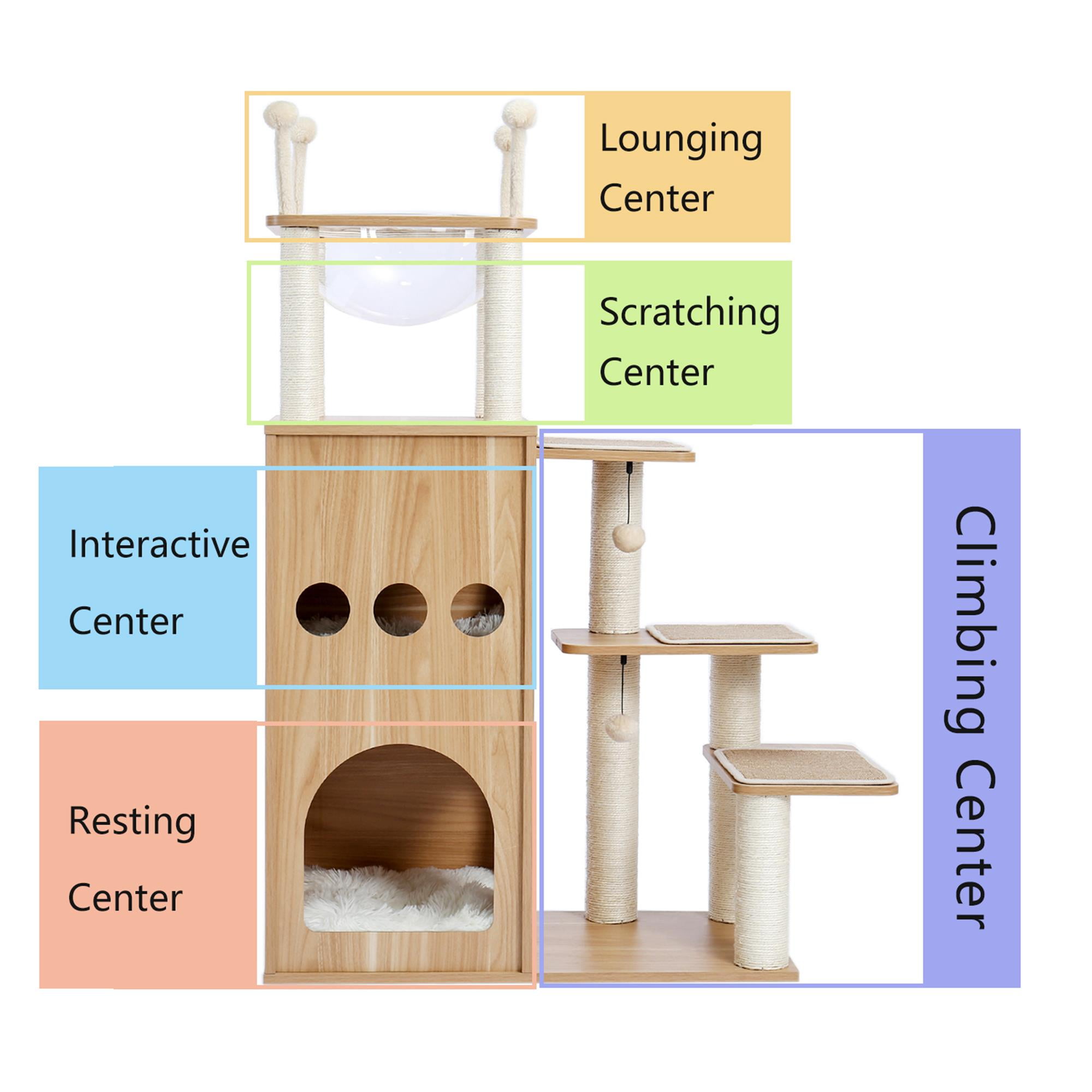 Kadyn 48" Cat Tree for Indoor Multi-Level Cat Tower Cat Condos Kitten Activity Centre Furniture, Beige Kadyn 48" Cat Tree for Indoor Multi-Level Cat Tower Cat Condos Kitten Activity Centre Furniture, Beige