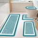 thumbnail image 4 of Set de alfombras de baño de 4 piezas con tapa en forma de U - Esterillas de baño antideslizantes de microfibra absorbente, lavables - Gris, marrón, azul, 4 of 7