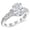 platinum, variant on 14K White Gold 3 Carat LAB GROWN DIAMOND Designer Four Prong Pave Set Round Oval Cut Diamond Engagement Ring (E-F Color VS2-SI1 Clarity 2 Ct Center)
