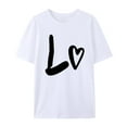 thumbnail image 2 of White Juniors Tops, Short Sleeve Lightweight Button Down Shirt Women, Valentine's Day Polyester Athletic Tops, Men And Women With Valentine's Day Love Printed Couple T Shirt Top, 2 of 6