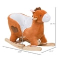 thumbnail image 3 of Plush Rocking Horse with Music for 1-3 Year Old Boys Girls Brown White Wooden Rocker, 3 of 7