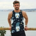 thumbnail image 6 of Lsque Gnome and Snowflakes Pattern Mens Tank Tops Muscle Athletic Quick Dry Sleeveless Workout Fitness T Shirts Beach Tank Top, Loose-fit Sleeveless Shirt for Men-Large, 6 of 7