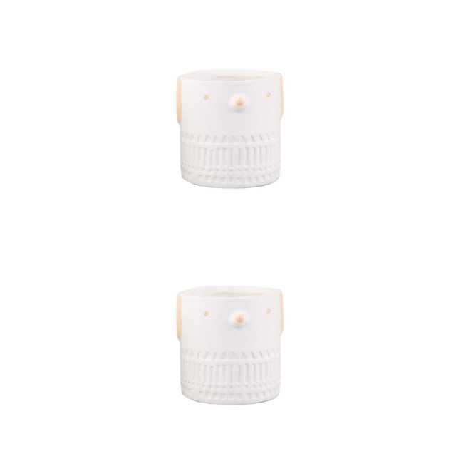 Inteprter Maceta de cerámica resistente a la intemperie para interiores y exteriores - Jardines Sistema de drenaje de belleza Maceta de blanco 2Conjunto