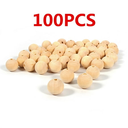 100Pcs Round Wood Spacer Bead Natural Unpainted Unfinishe Wooden Beads Ball