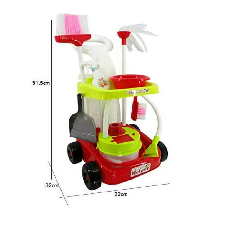 Childrens PINK Cleaning Trolley Role Play Toy Set. Sound & Lights Vacuum  Cleaner 5056161217394