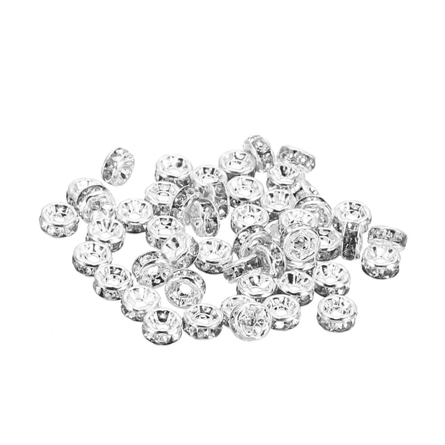 Unique Bargains 4mm Spacer Beads, 100pcs Bead Spacers Rhinestone Round Bulk Beads for Jewelry Making, Silver