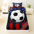 thumbnail image 3 of Manfei Soccer Football Twin Sheets,Patriotic Us Flag Bedding,Red White,3pcs,1 Fitted Sheet and 1 Pillowcase, 3 of 6