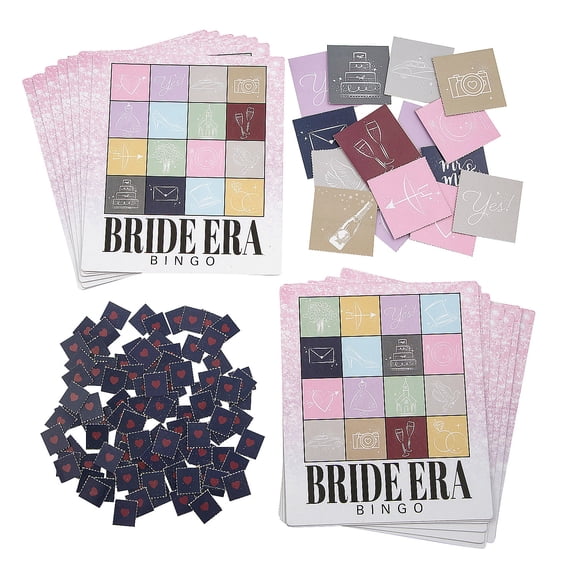 Fun Express 22 Pieces Bride Era Cardstock Bingo Game for 16 Players