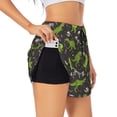 thumbnail image 2 of Bixox Women's Dinosaur Skeleton pattern 2 in 1 Running Shorts - Lightweight Athletic Workout Gym Yoga Shorts Liner with Pockets - Small, 2 of 7