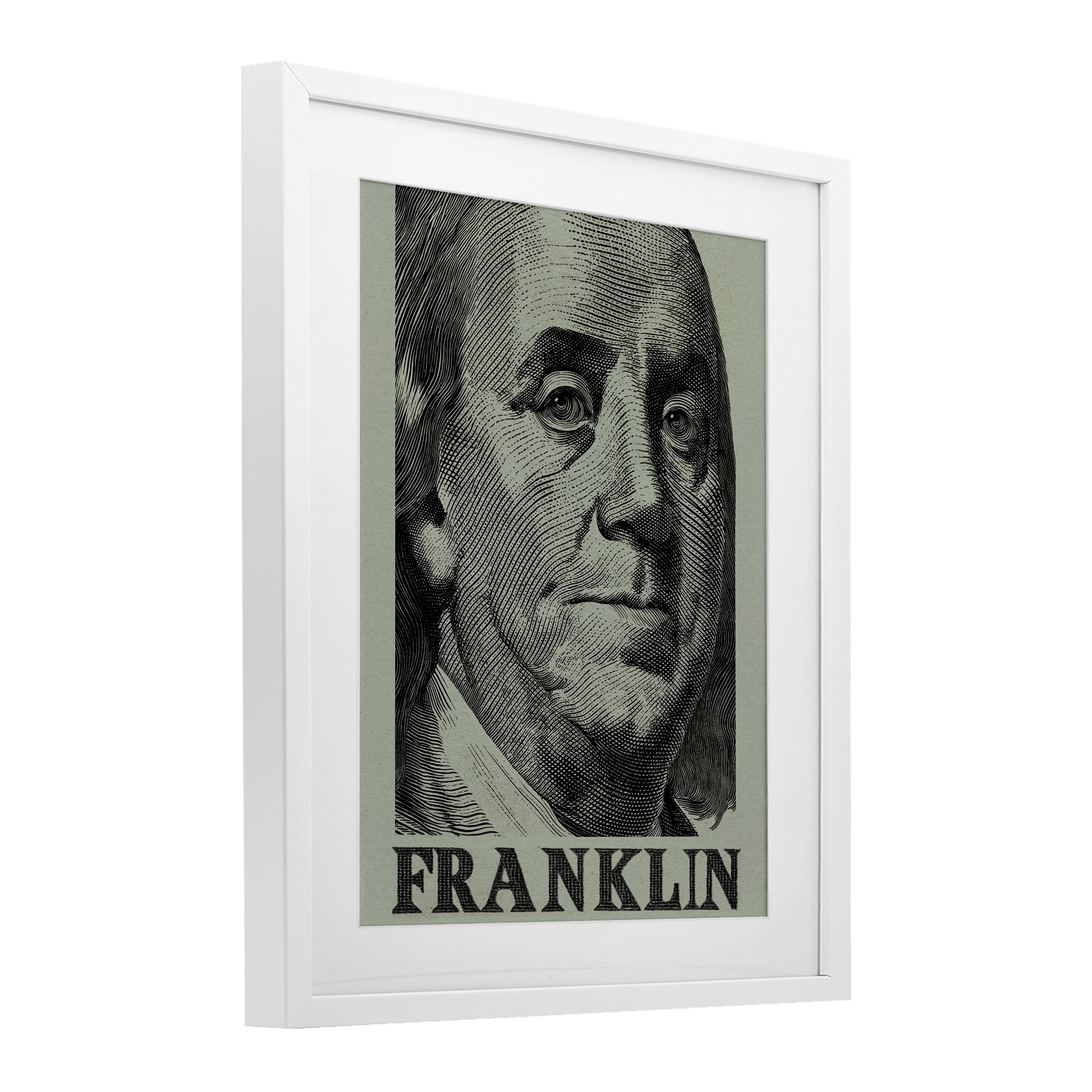 Stupell Industries Franklin's Influence Portrait White Framed Print Under Glass, design by Svetlana Aleynikova