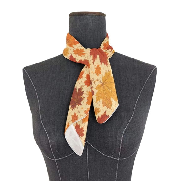 Square Scarf 24x24 Inch Rustic Autumn Leaf Pattern Silky Satin Sun Protection Neck Scarf for Women Multi-Purpose Head Wrap Bandana for Hair Bag Decoration