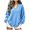 Light Blue, variant on Women Notched V Neck Sweatshirts Long Sleeve Loose Fit Dropped Shoulders Ribbed Cuffs Banded Hem Solid Color Pullover Easy Everyday Styling (Light Blue, XL)