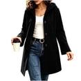 thumbnail image 2 of MOONDU Women's Faux Suede Coat Pea Coat Hooded Button Down Mid-Length Drawstring Long Sleeve with Pockets Casual Fall Winter Daily Wear Top 8 Colors, 2 of 8