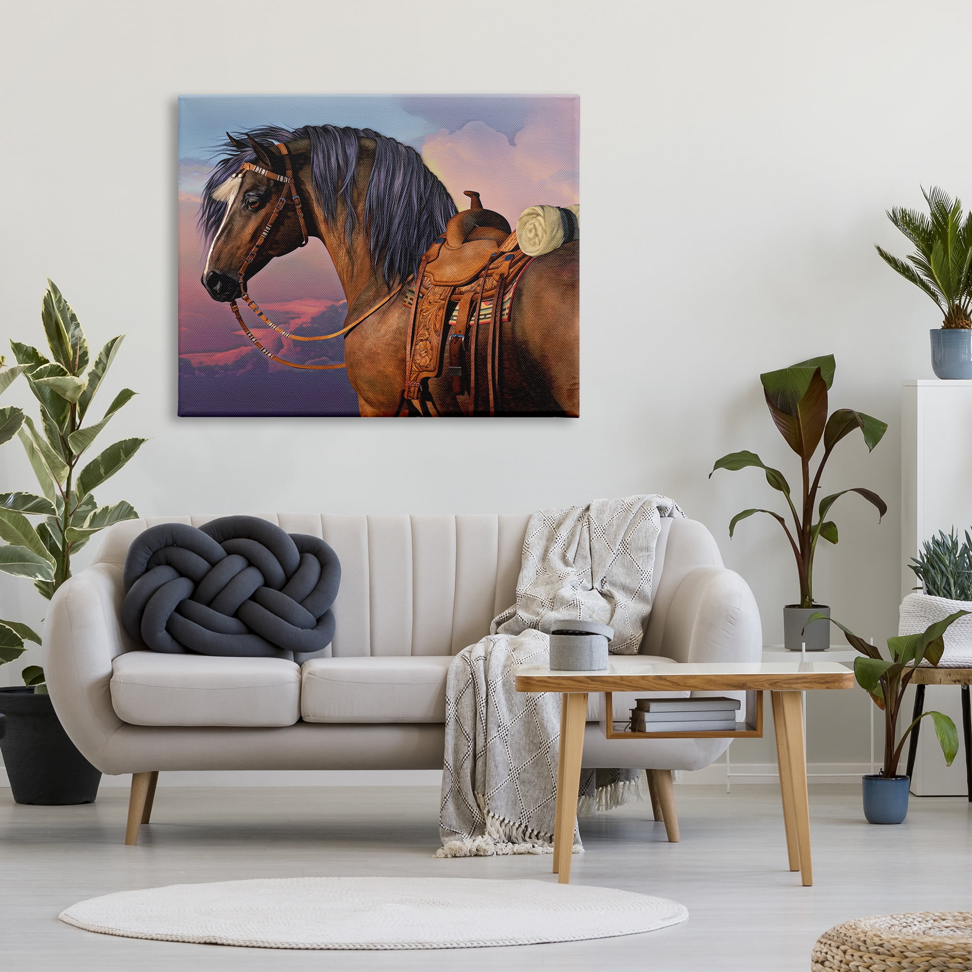 Stupell Industries Cowboy's Pride Horse & Saddle Animals & Insects Painting Gallery Wrapped Canvas Art Print Wall Art, 48 x 36