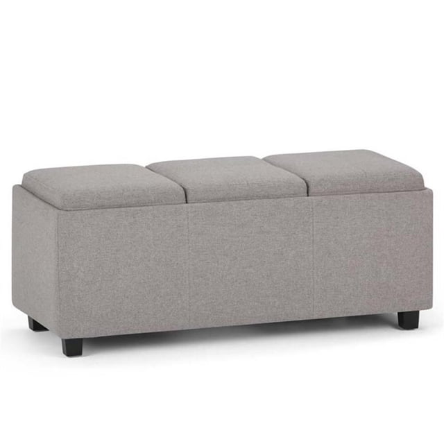 Simpli Home Avalon 3 Tray Bench in Cloud Gray