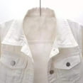 thumbnail image 5 of Doomiva Womens 3/4 Sleeve Short Denim Jacket Lapel Button Down Cropped Trucker Jean Jackets Coats White M, 5 of 6