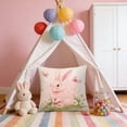 thumbnail image 4 of Uutvery Easter Bunny Pillowcase, 45x45cm Washable Polyester Cushion Cover, Holiday Decor for Sofa Bedroom Living Room, Spring Home Textiles, 17.7x17.7 Inches, 4 of 8
