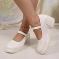 thumbnail image 2 of Miluxas Women’s Strap Platform Mary Jane Shoes, Leather Round Toe Chunky Block Heel Pumps, Vintage Dress Shoes Beige 7.5(40), 2 of 9