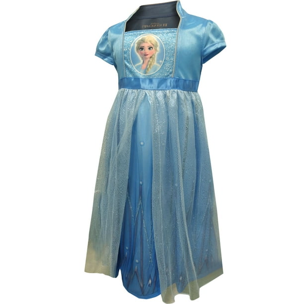 Disney Frozen 2 Princess Elsa Sparkly Dress Up Nightgown Walmart