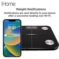 thumbnail image 3 of Báscula inteligente digital iHome con WiFi para medir el peso corporal. Incluye IMC, grasa corporal y masa muscular. Incluye pilas (Smart WiFi negra)., 3 of 5