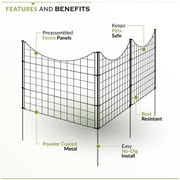 25in H (5 Fence Panels) No Dig Easy Install Zippity Black Metal Fence, Decorative Fence Ideal for Garden Fencing For Dogs, Temporary Fence or Garden Fence Animal Barrier, WF29001