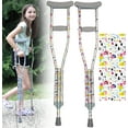 thumbnail image 3 of My Crutches - Youth Junior Crutches for Kids w Adjustable Handgrip and Length! for Children 3'9" to 4'5" - Made of Lightweight Durable Aluminum with Underarm Padding - Doodle Pattern, 3 of 4