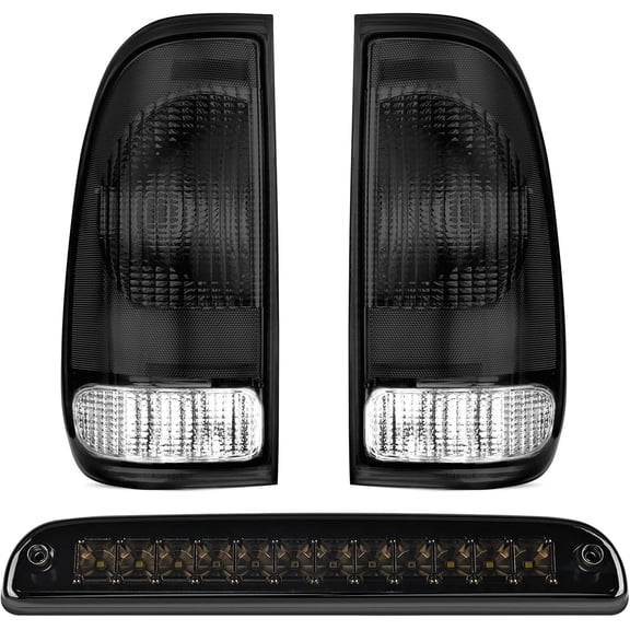 Nilight Tail light 3rd Third Brake Light Assembly Compatible with 1999 2000 2001 2002 2003 2004 2005 2006 2007 F250 F350 F450 F550 Super Duty Smoke Taillight with High Mount Brake Rear Cargo Lamp