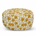 thumbnail image 1 of Yellow Flower Pouf Cover with Zipper, Playful Spring with Narcissus Daffodils Flourish Graphic Garden, Soft Decorative Fabric Unstuffed Case, 30" W X 17.3" L, Pale Pink Yellow Cream, by Ambesonne, 1 of 5