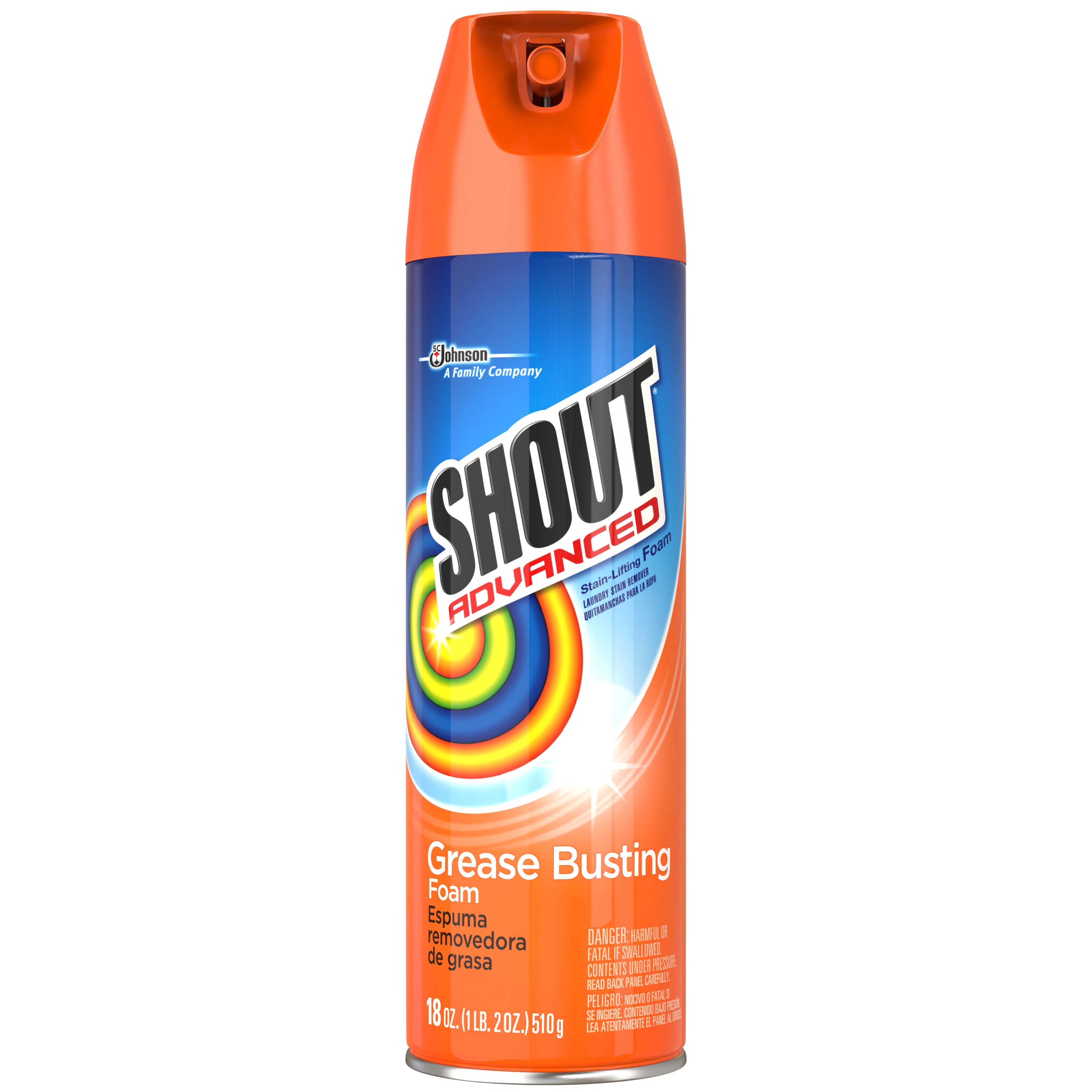 Shout Advanced Grease Busting Foam, Laundry Stain Remover, 18 Ounce